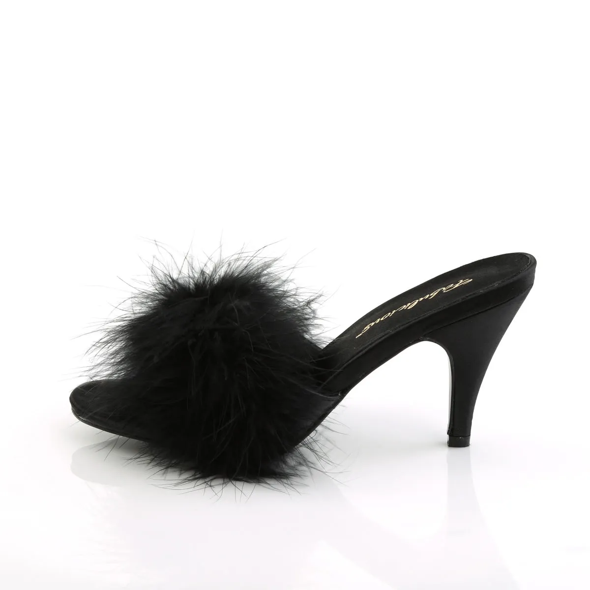 AMOUR-03 Fabulicious 3 Inch Heel Black Marabou Sexy Shoes