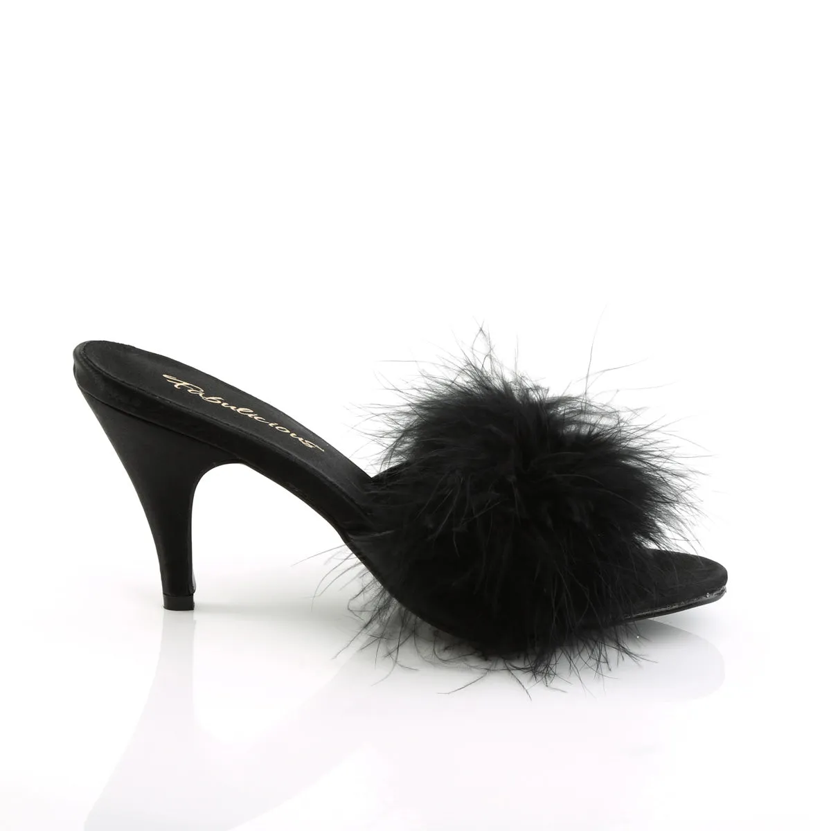 AMOUR-03 Fabulicious 3 Inch Heel Black Marabou Sexy Shoes