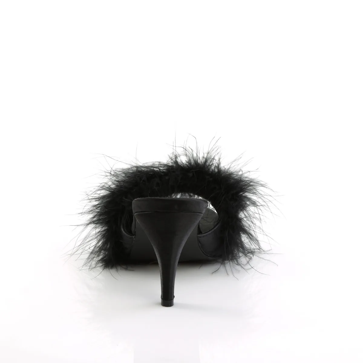 AMOUR-03 Fabulicious 3 Inch Heel Black Marabou Sexy Shoes