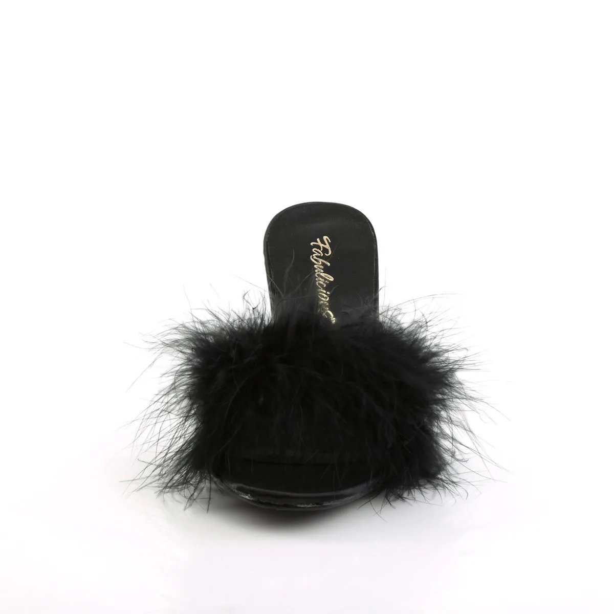 AMOUR-03 Fabulicious 3 Inch Heel Black Marabou Sexy Shoes