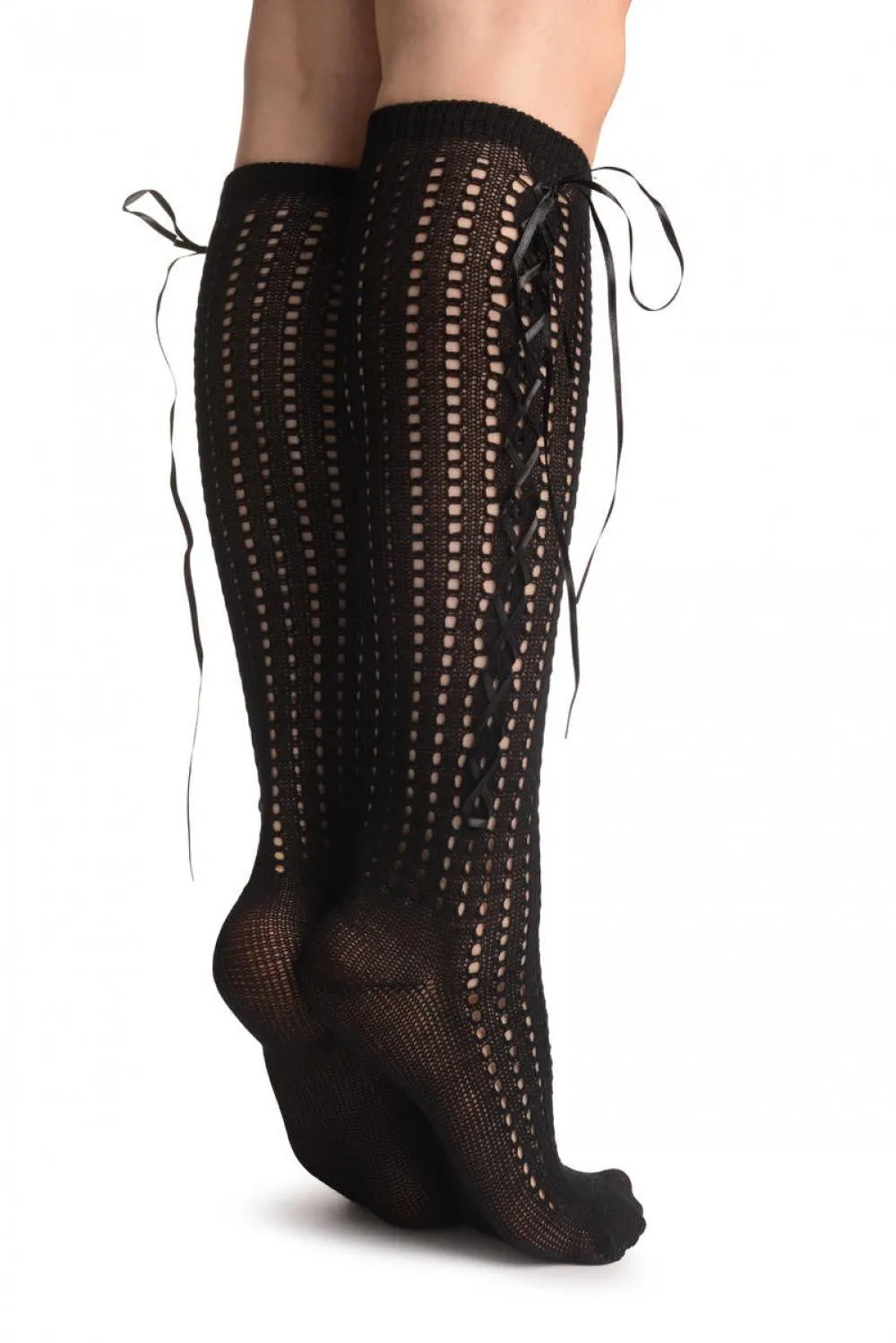 Black Crochet With Side Corset Ribbon