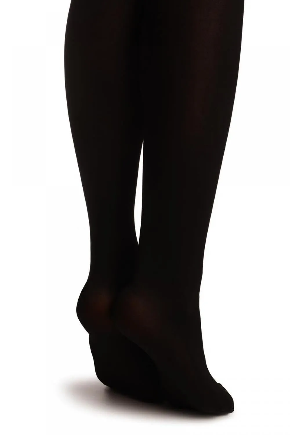 Black Faux Stockings With Silver Lurex Top