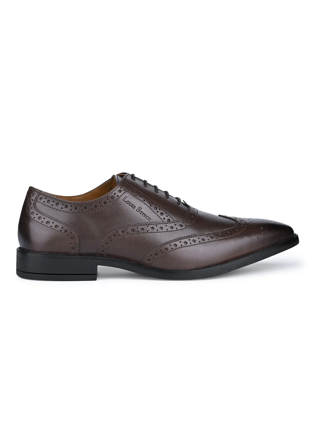 Brunette Brown Egyptian Crust Leather Wingtip Brogue Shoes