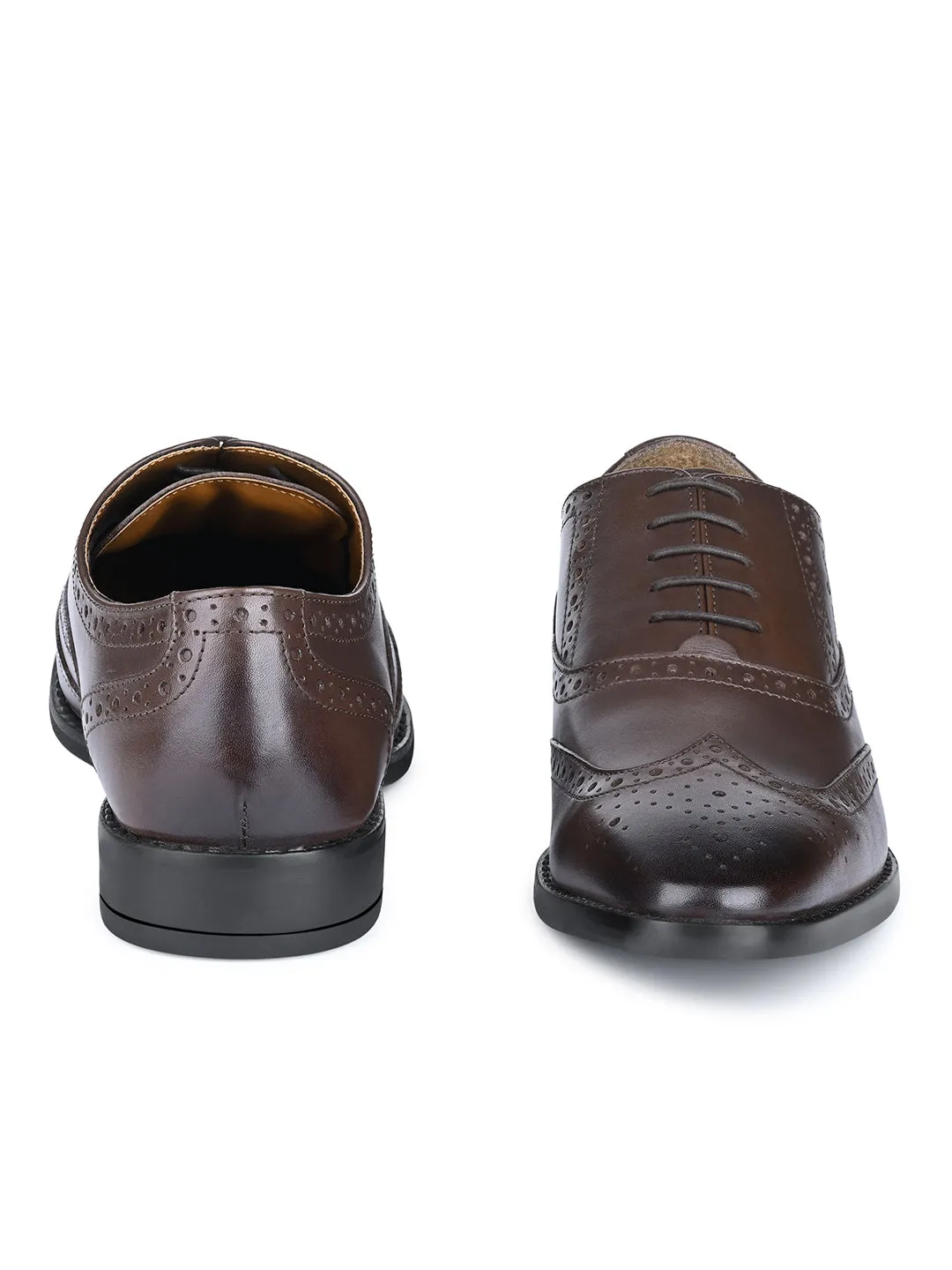 Brunette Brown Egyptian Crust Leather Wingtip Brogue Shoes
