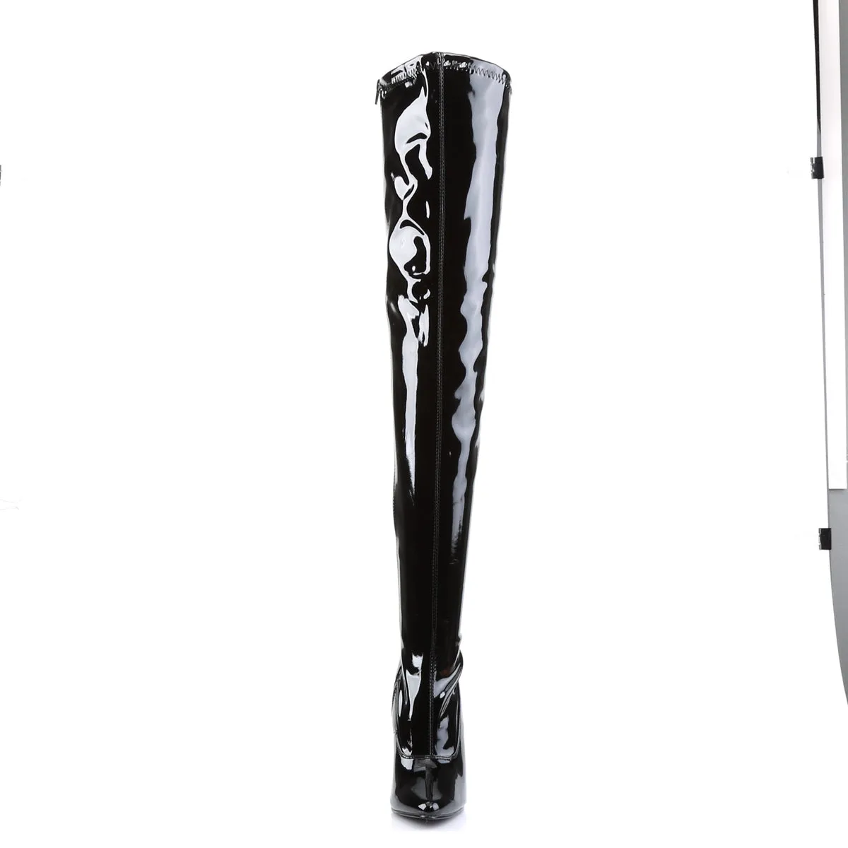 DOMINA-3000 Devious Domina Black Patent Sexy Single Soles (Fetish Footwear)