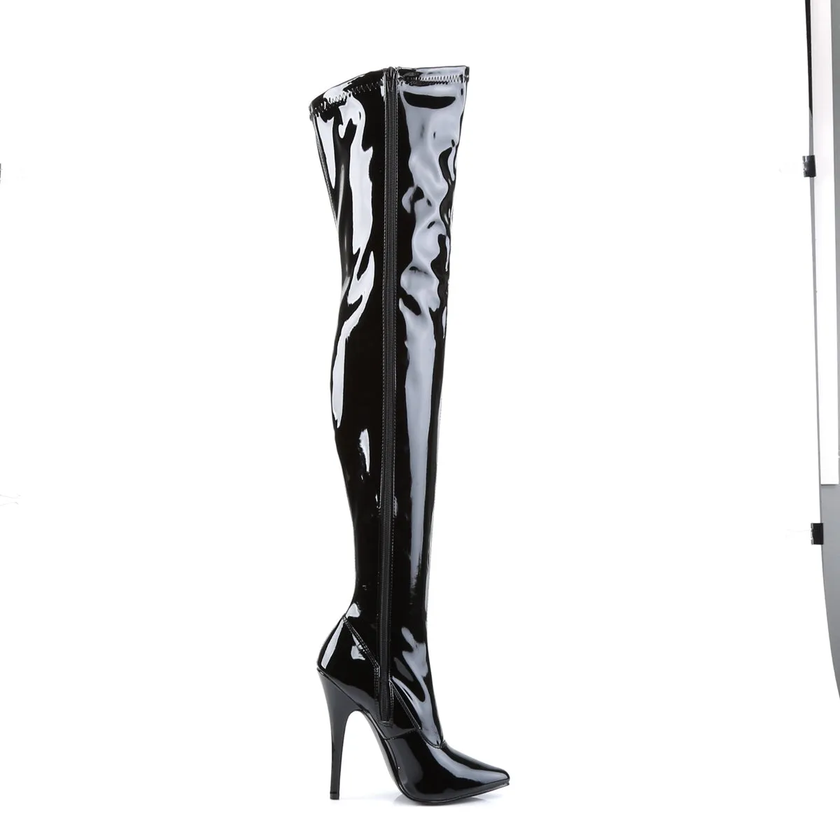 DOMINA-3000 Devious Domina Black Patent Sexy Single Soles (Fetish Footwear)