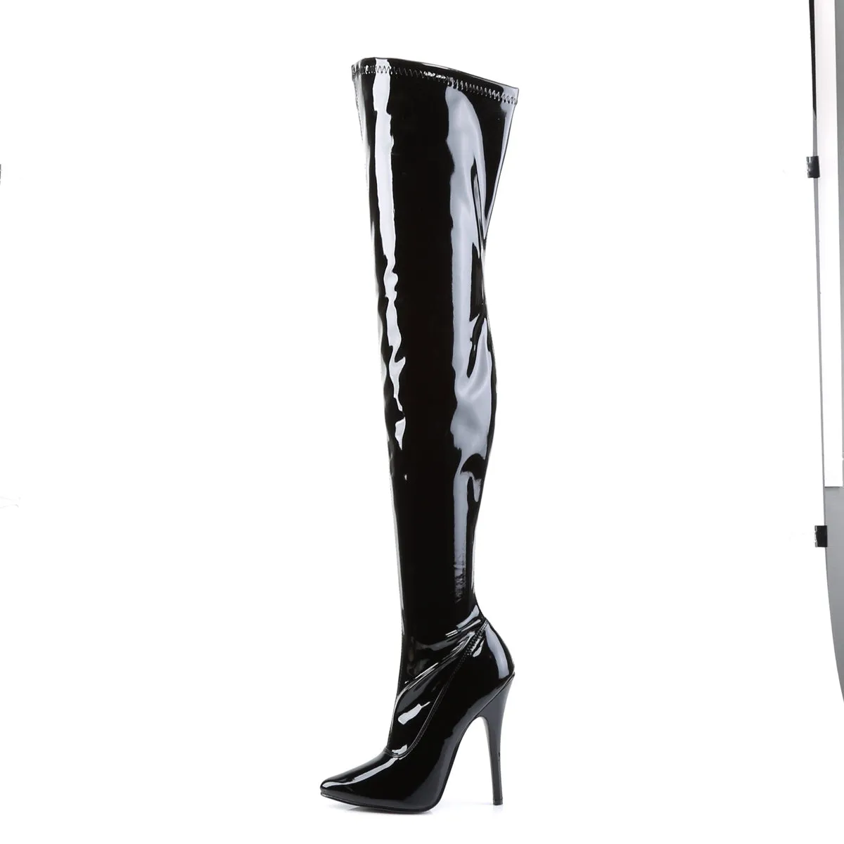 DOMINA-3000 Devious Domina Black Patent Sexy Single Soles (Fetish Footwear)