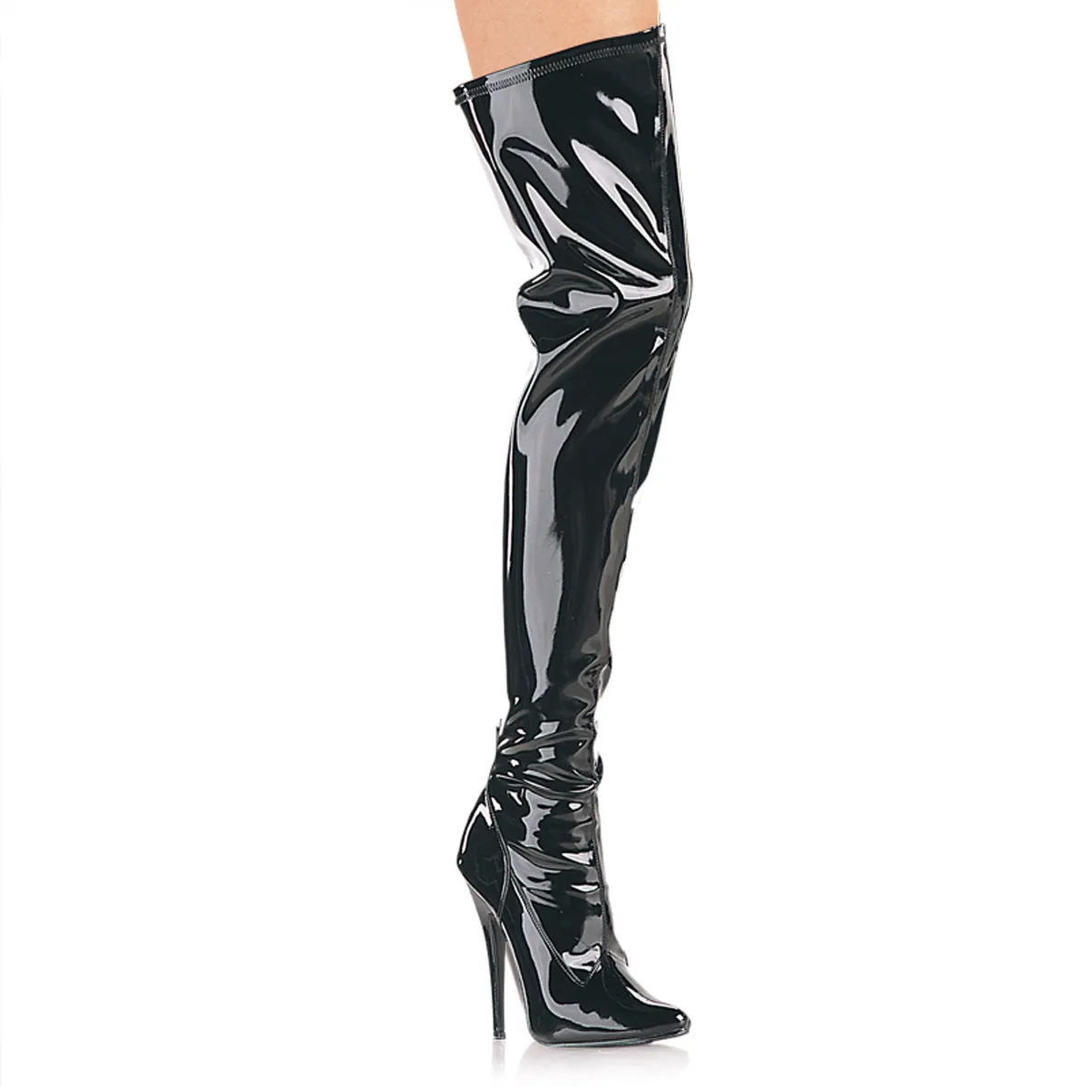DOMINA-3000 Devious Domina Black Patent Sexy Single Soles (Fetish Footwear)