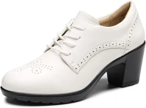 DREAM PAIRS Women's Heels Pointed Toe High Chunky Oxfords Shoes