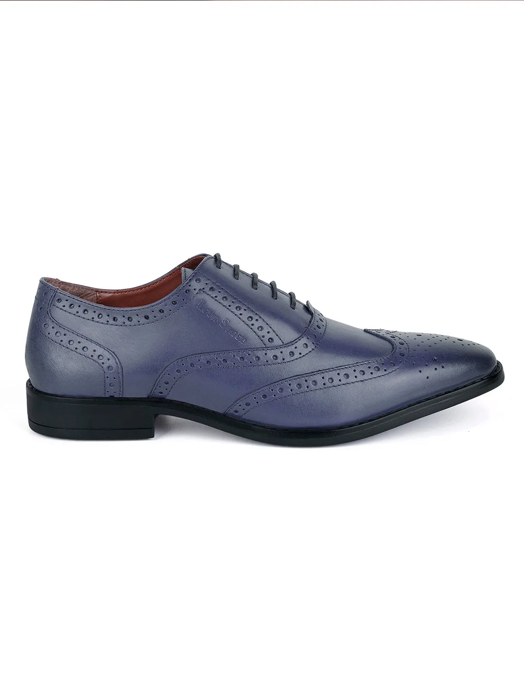 Federal Blue Egyptian Crust Leather Wingtip Brogue Shoes