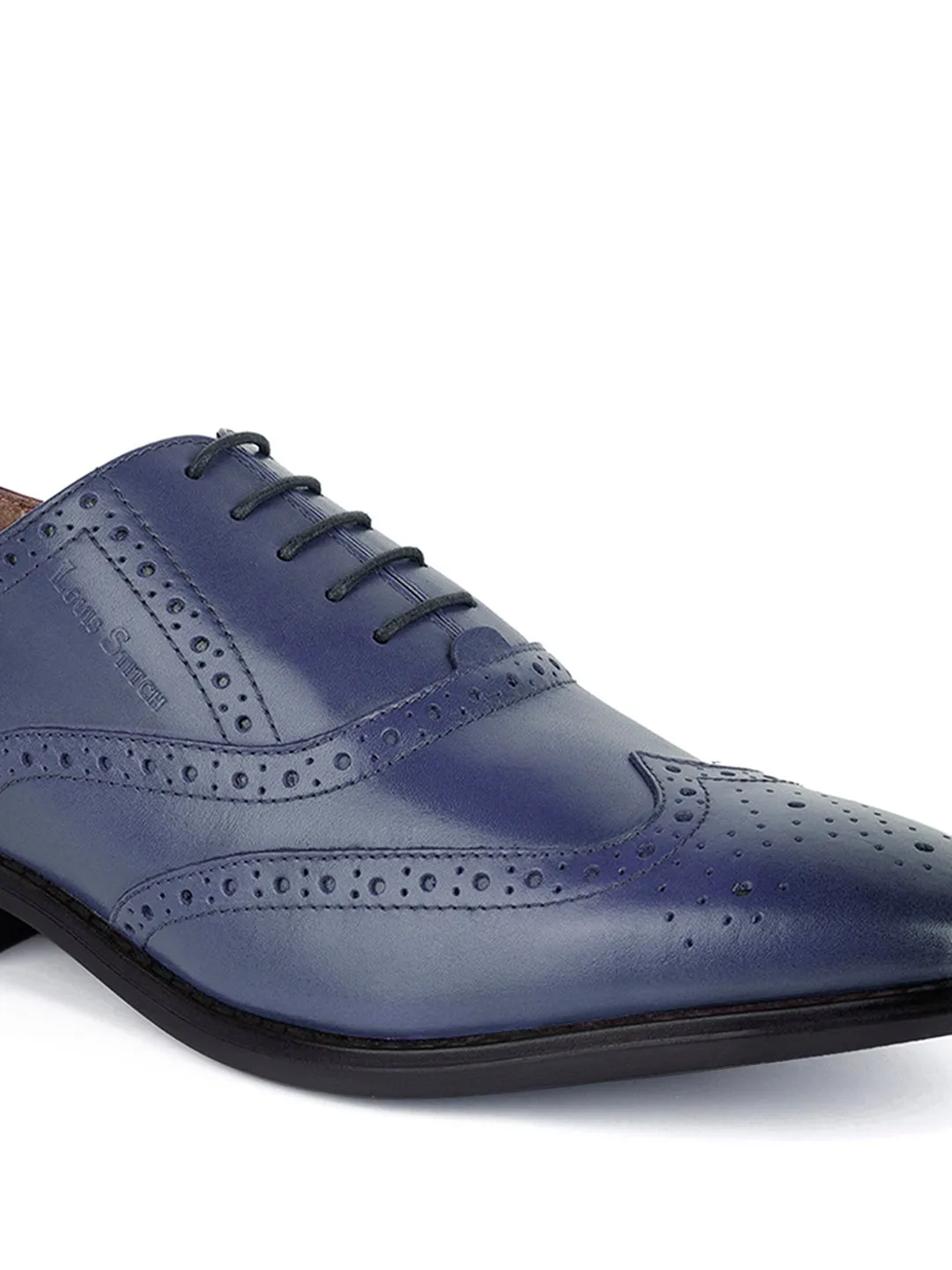 Federal Blue Egyptian Crust Leather Wingtip Brogue Shoes