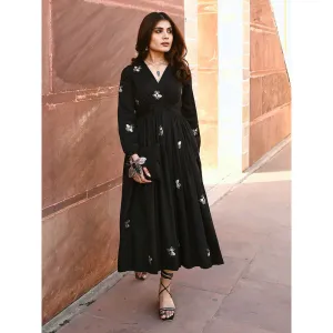 Gulaal Sara Bug Black Embellished & Sequined Midi Dress