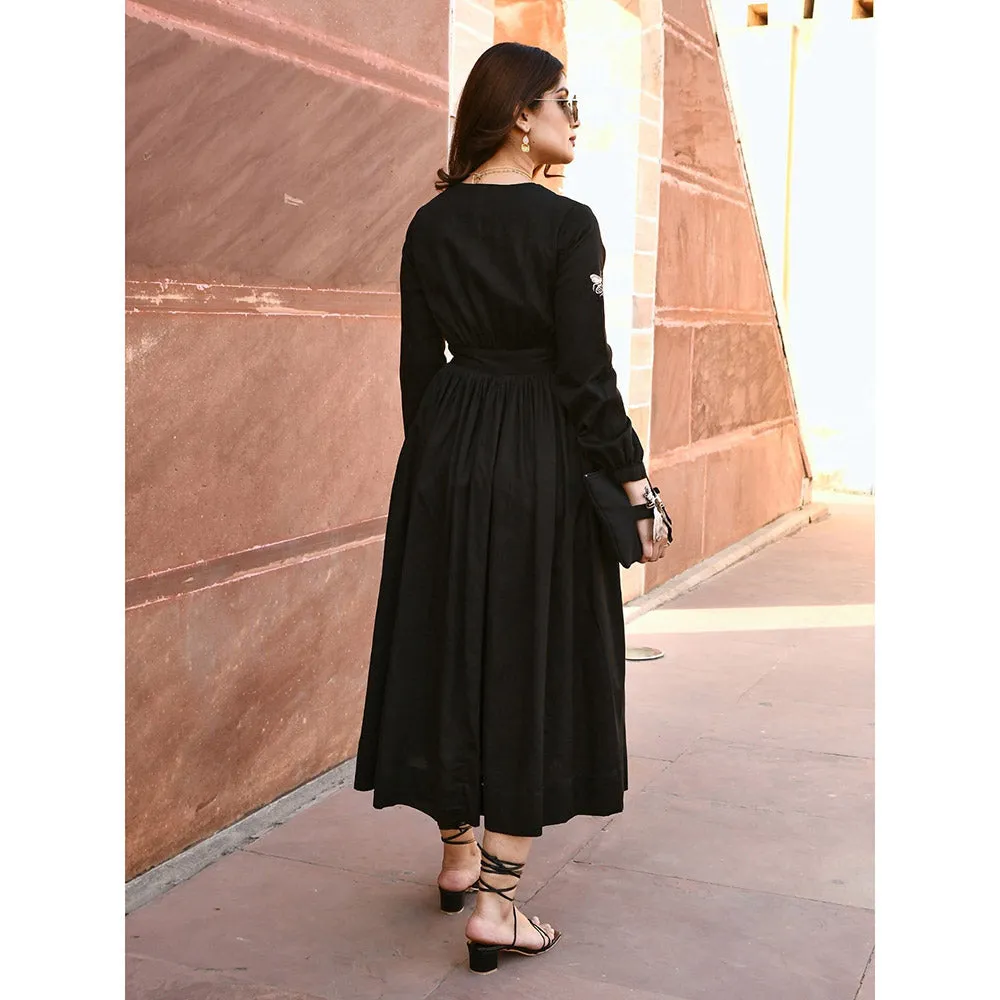 Gulaal Sara Bug Black Embellished & Sequined Midi Dress
