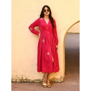 Gulaal Taraa Pink Embellished & Sequined Midi Dress
