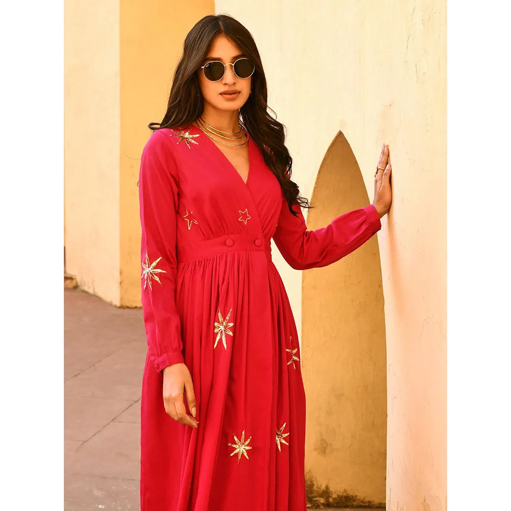 Gulaal Taraa Pink Embellished & Sequined Midi Dress