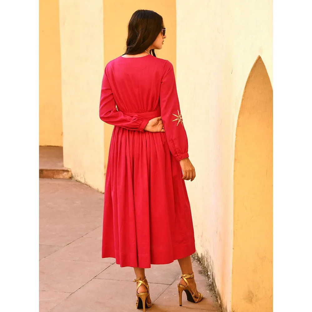 Gulaal Taraa Pink Embellished & Sequined Midi Dress