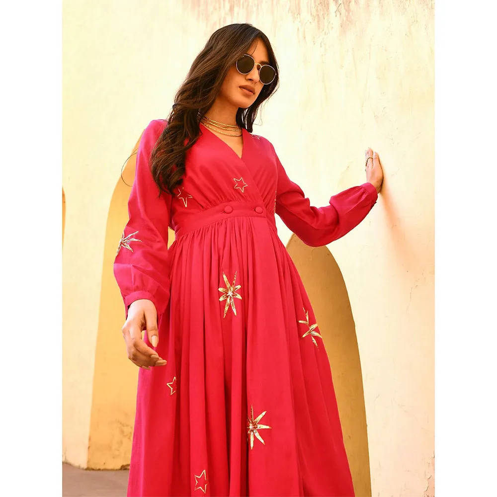 Gulaal Taraa Pink Embellished & Sequined Midi Dress