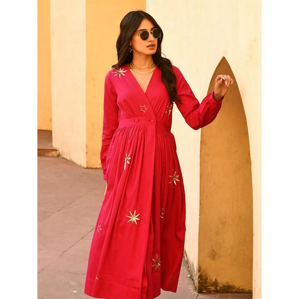 Gulaal Taraa Pink Embellished & Sequined Midi Dress