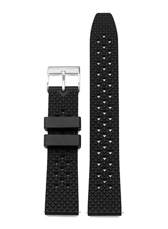 Hitori Black Perforated Rubber Strap
