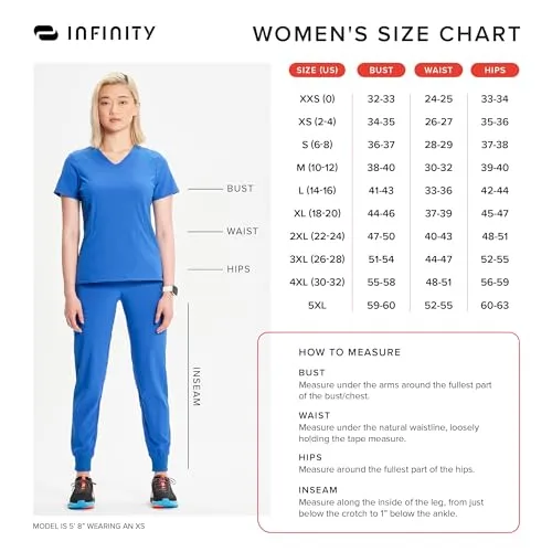 Infinity Cherokee Women V-Neck Print Top with 2 Pocket Princess Seams with Logo Metal O-Ring CK634