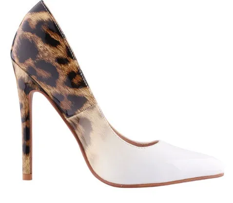Jean  Spitzen High Heels mit Leopardenmuster