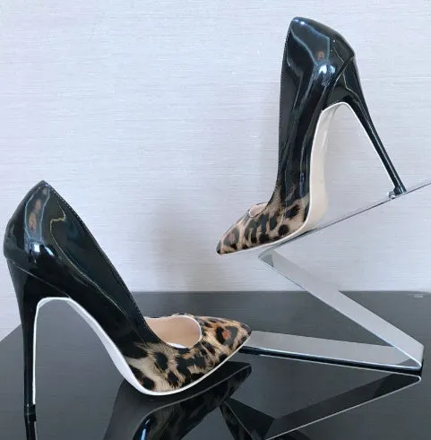 Jean  Spitzen High Heels mit Leopardenmuster