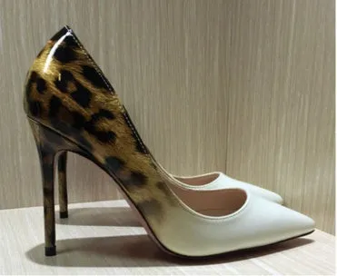 Jean  Spitzen High Heels mit Leopardenmuster