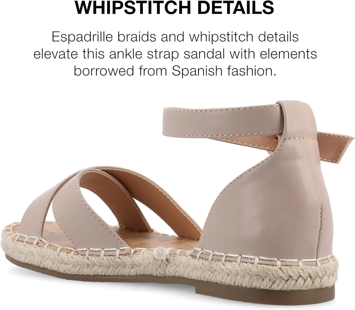 Journee Womens Flat Espadrille Strappy Crisscross Open Round Toe Sandal - Lyddia Buckle Ankle Strap Platform