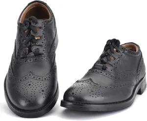 Leather Ghillie Brogue Kilt Shoes Traditional Scottish Piper and Highland Outfit Wedding Shoes Featuring Extra Long Laces & Leather Tassels - Sizes UK 12 Style - Comfort Piper Color  Black