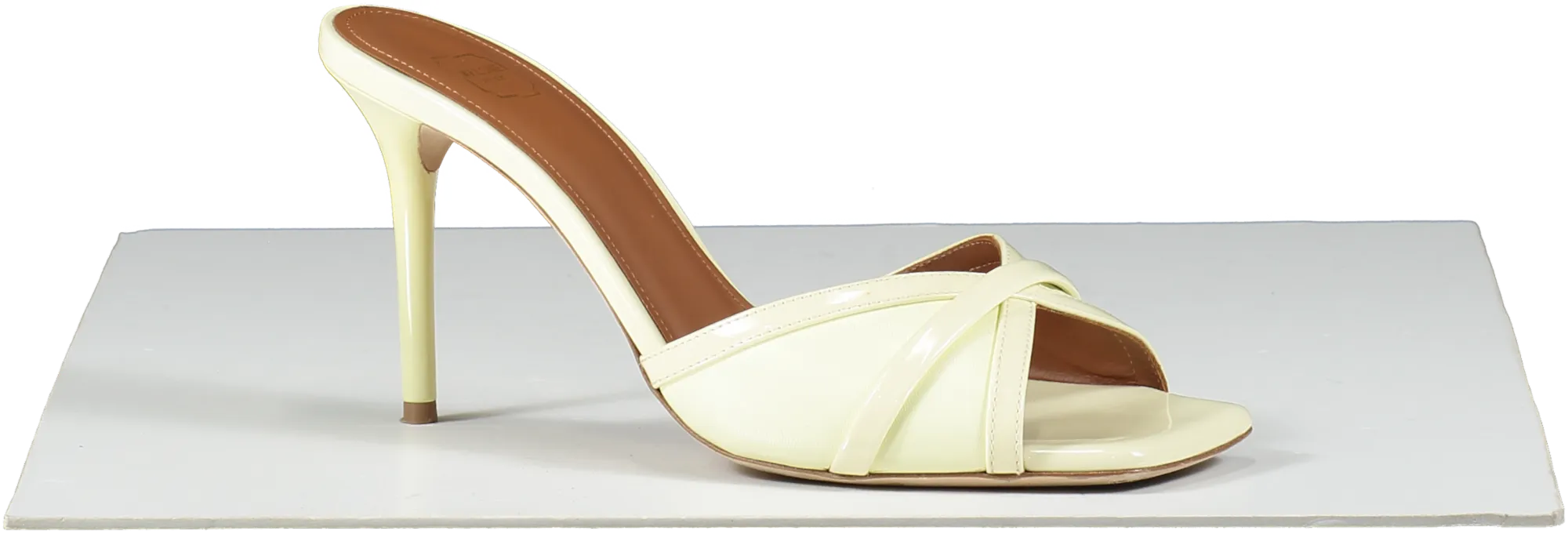 malone souliers Perla 85 Pale Yellow Leather Heeled Mules UK 5.5 EU 38.5 