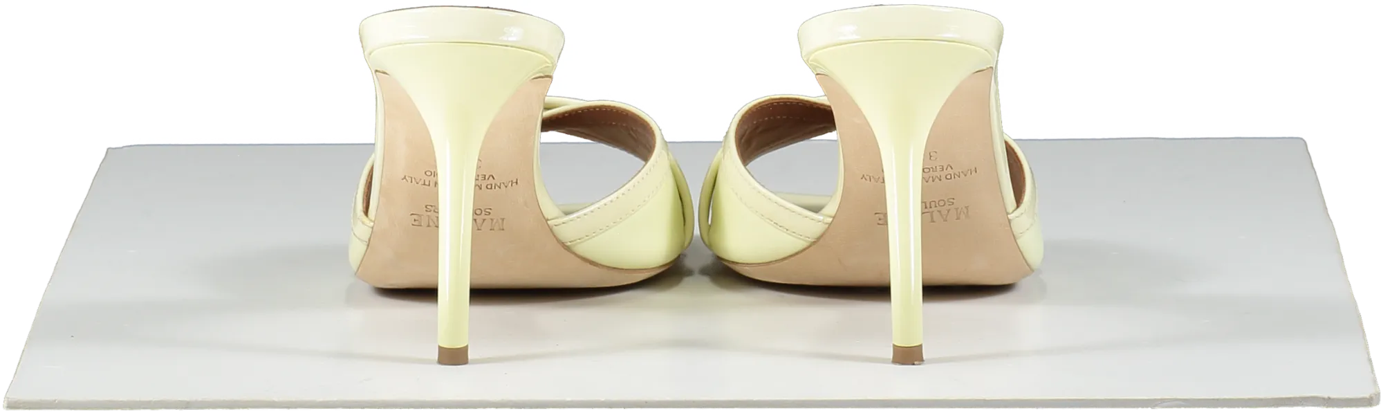 malone souliers Perla 85 Pale Yellow Leather Heeled Mules UK 5.5 EU 38.5 
