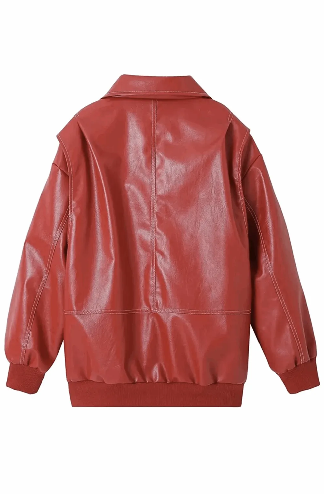 Red leather bomber jacket