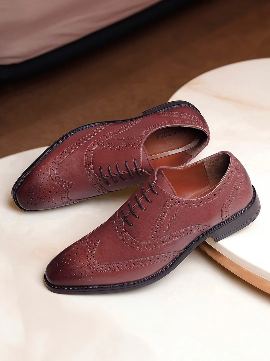 Rosewood Egyptian Crust Leather Wingtip Brogue Shoes