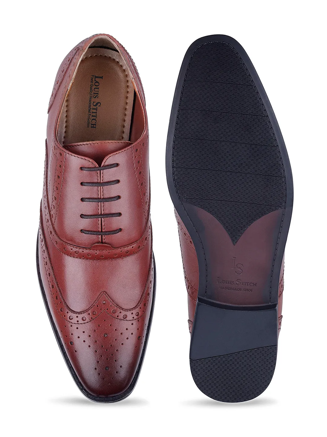 Rosewood Egyptian Crust Leather Wingtip Brogue Shoes