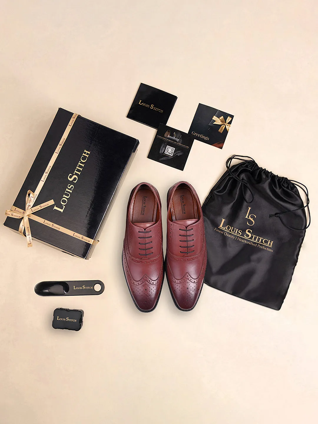 Rosewood Egyptian Crust Leather Wingtip Brogue Shoes
