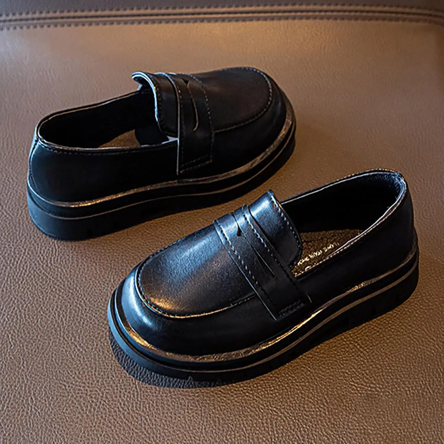 Toddler Girls Dress Shoes Little Girls Loafers School Uniform Mary Jane Flats for Girls Thick Sole Girls Slip on Shoes