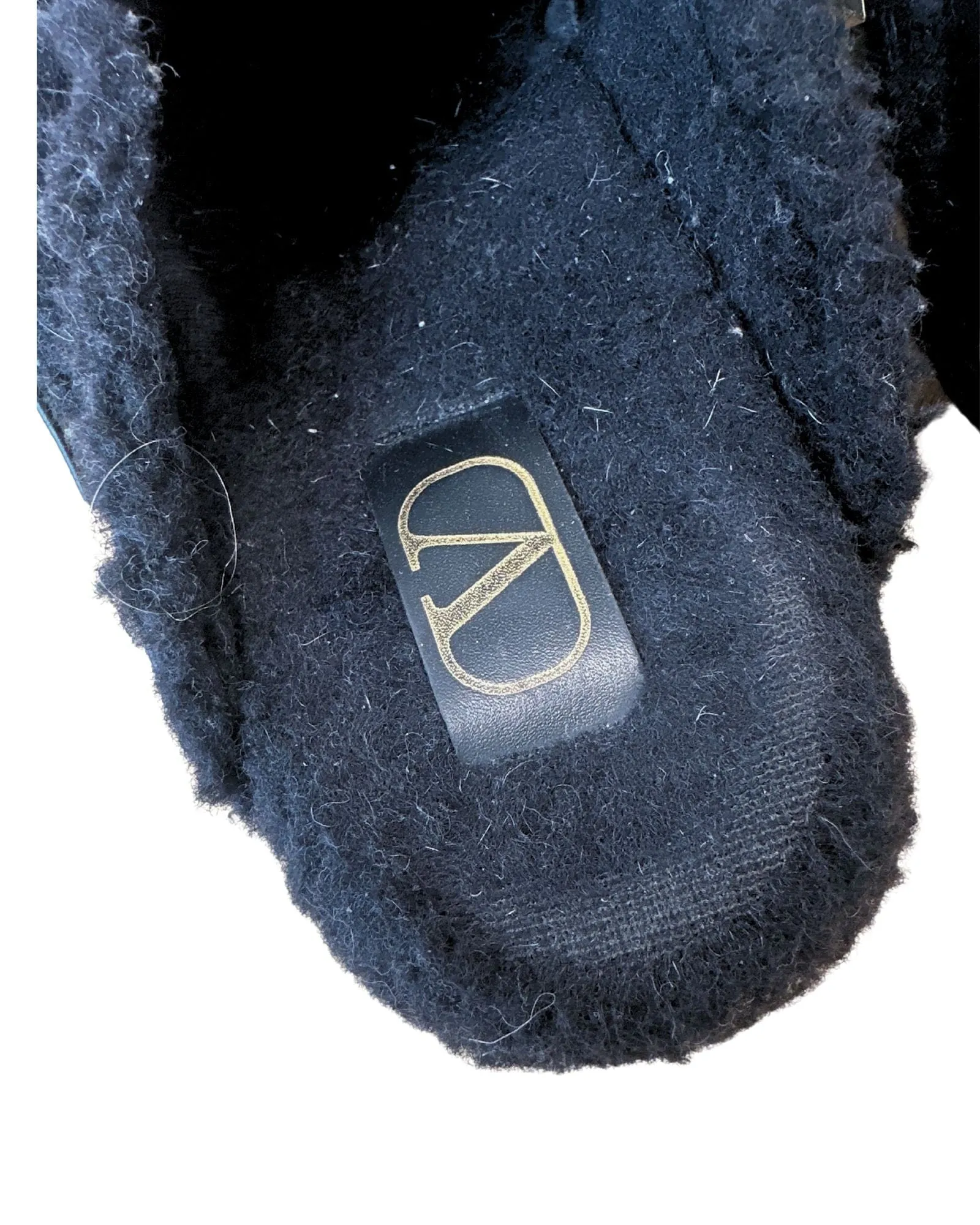 Valentino Roman Stud Shearling Mules