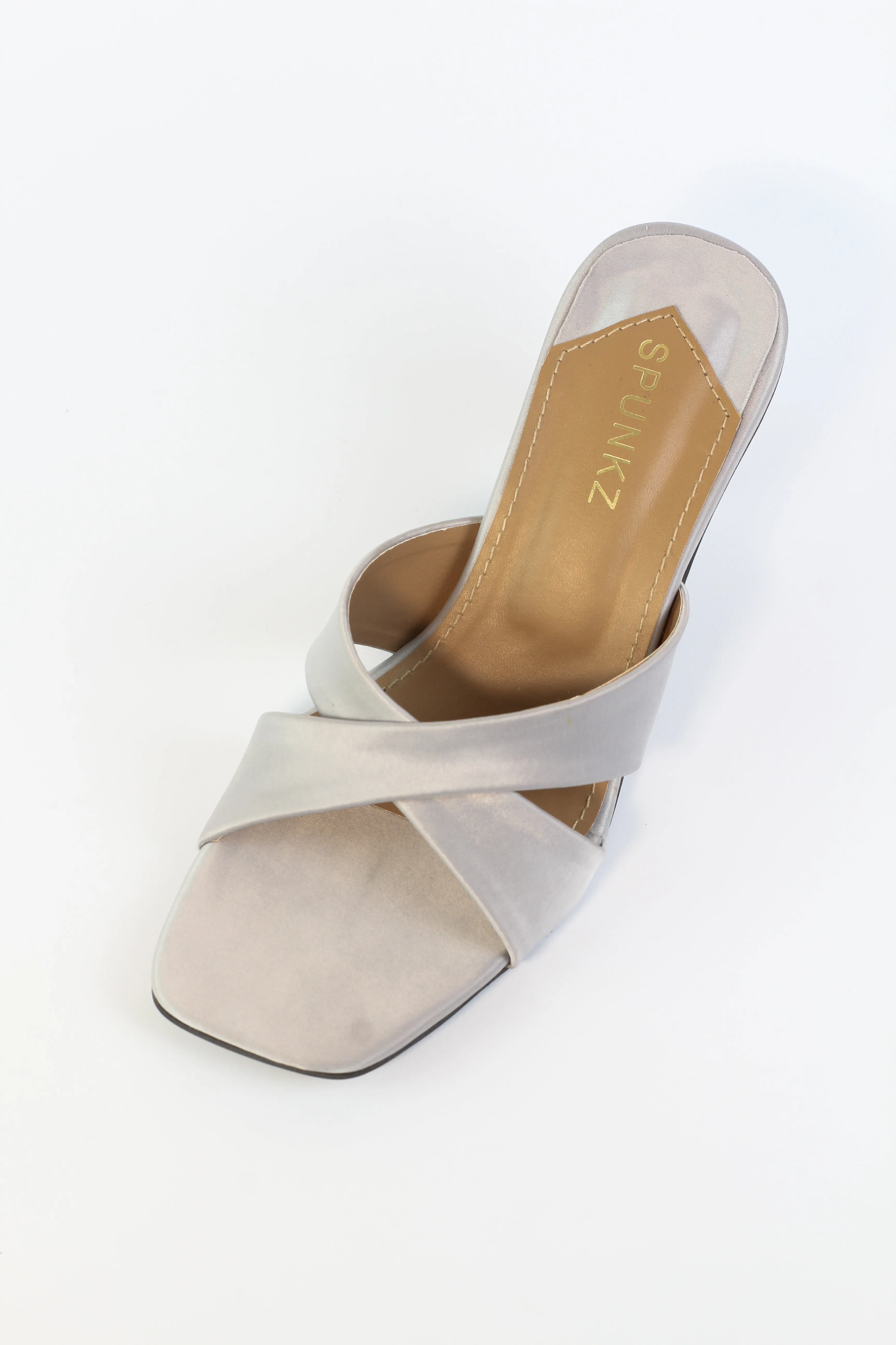 Yes Darling Crystal-Embellished Satin Mules in white